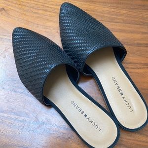 Lucky brand Black woven mules size 8